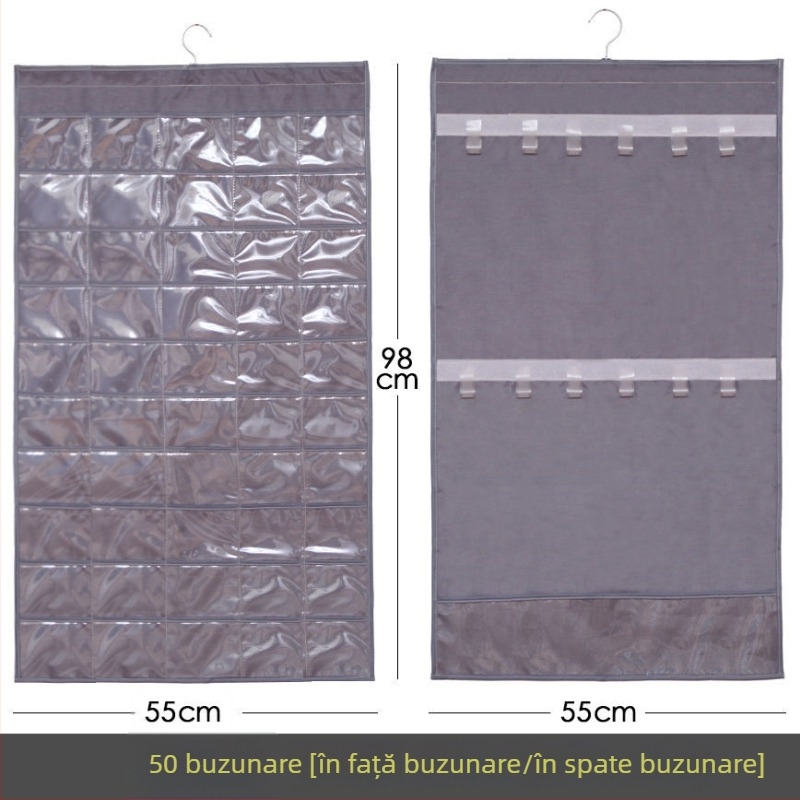 Raft de afișaj pentru bijuterii cu geantă transparentă de depozitare, montat pe perete, capacitate mare, protecție împotriva prafului, material hârtie