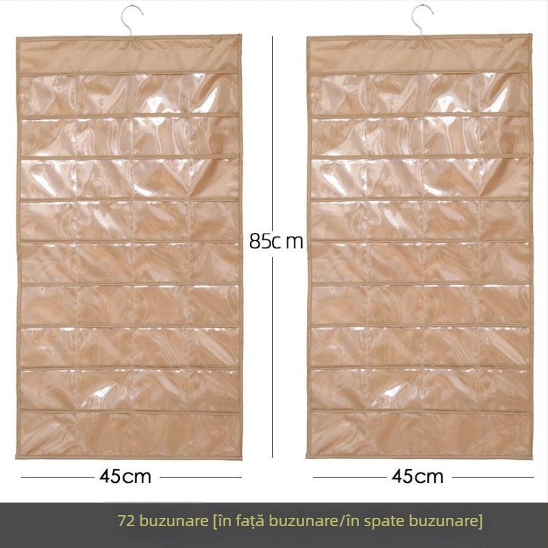 Raft de afișaj pentru bijuterii cu geantă transparentă de depozitare, montat pe perete, capacitate mare, protecție împotriva prafului, material hârtie