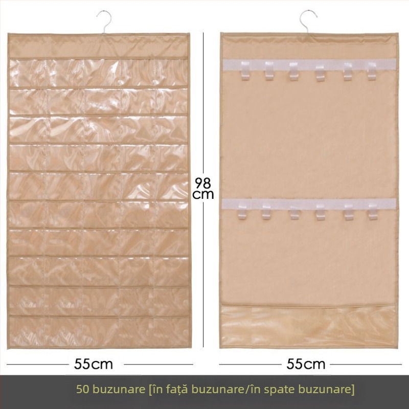 Raft de afișaj pentru bijuterii cu geantă transparentă de depozitare, montat pe perete, capacitate mare, protecție împotriva prafului, material hârtie