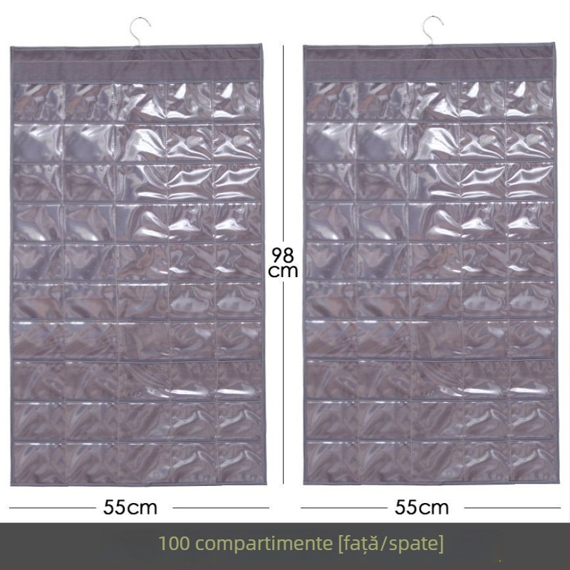 Raft de afișaj pentru bijuterii cu geantă transparentă de depozitare, montat pe perete, capacitate mare, protecție împotriva prafului, material hârtie