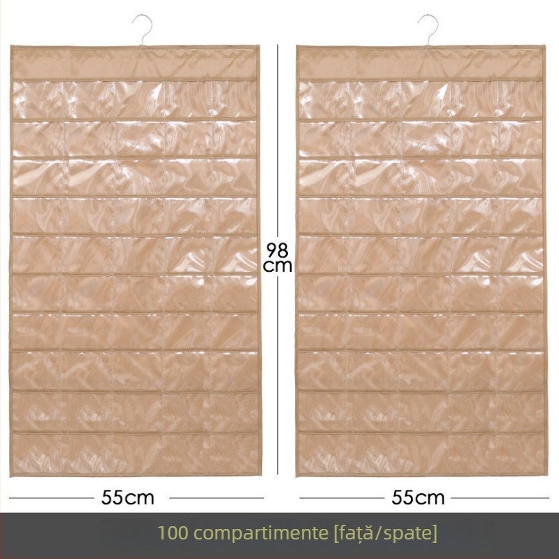 Raft de afișaj pentru bijuterii cu geantă transparentă de depozitare, montat pe perete, capacitate mare, protecție împotriva prafului, material hârtie