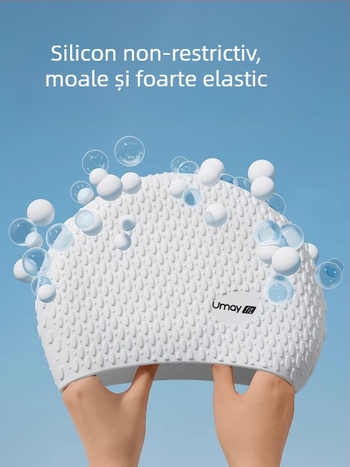 Șapcă de înot din silicon, impermeabilă, protecție pentru urechi, pentru adulți, potrivită pentru înot și sporturi în apă