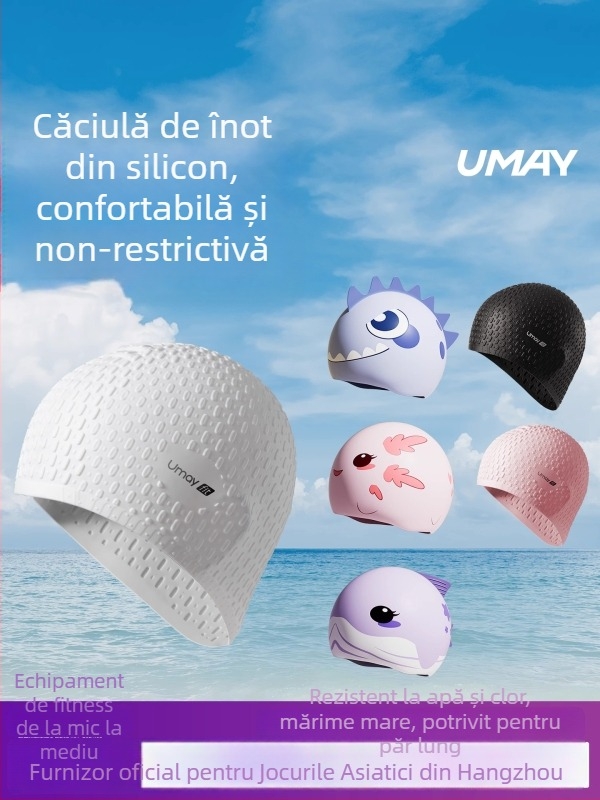 Șapcă de înot din silicon, impermeabilă, protecție pentru urechi, pentru adulți, potrivită pentru înot și sporturi în apă
