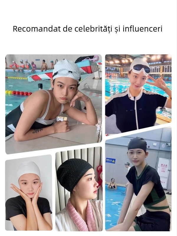 Șapcă de înot din silicon, impermeabilă, protecție pentru urechi, pentru adulți, potrivită pentru înot și sporturi în apă