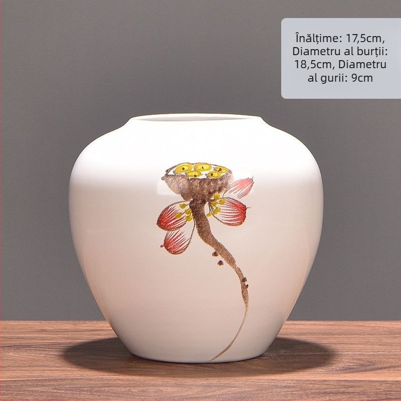 Vază ceramică cu margaretă, glazurată, pentru aranjamente cu flori uscate și decor de nuntă