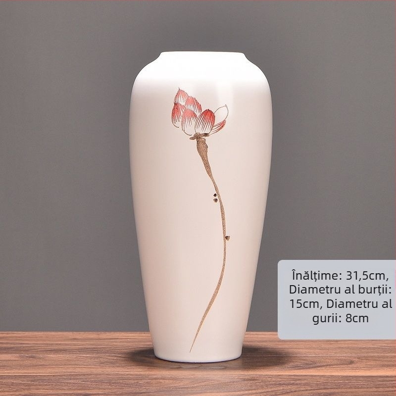 Vază ceramică cu margaretă, glazurată, pentru aranjamente cu flori uscate și decor de nuntă