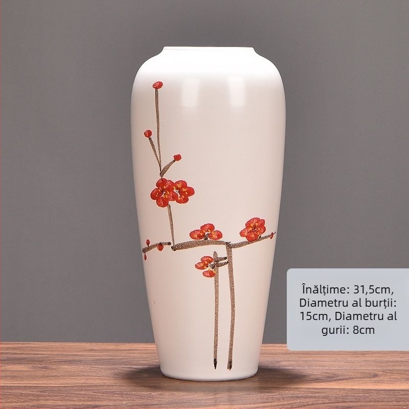 Vază ceramică cu margaretă, glazurată, pentru aranjamente cu flori uscate și decor de nuntă