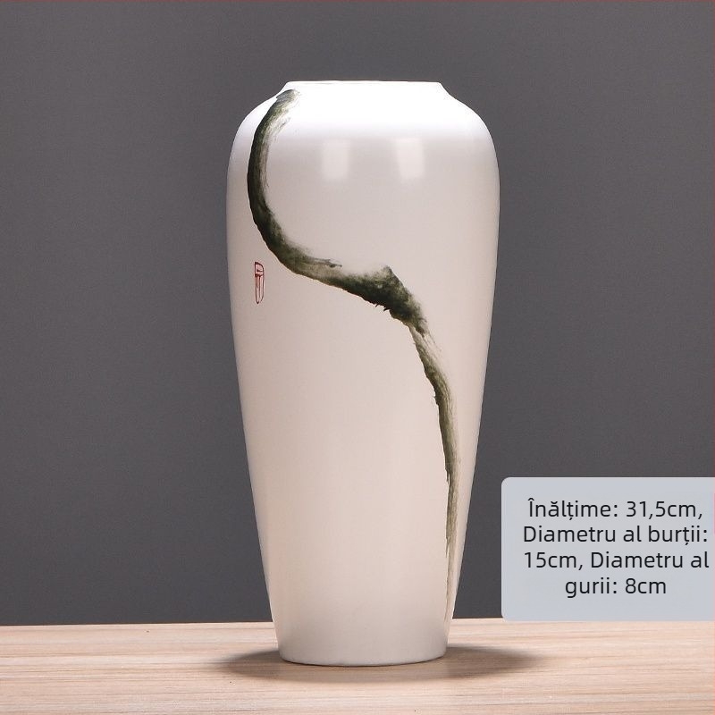 Vază ceramică cu margaretă, glazurată, pentru aranjamente cu flori uscate și decor de nuntă