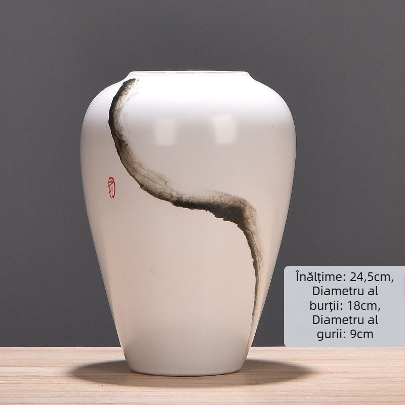 Vază ceramică cu margaretă, glazurată, pentru aranjamente cu flori uscate și decor de nuntă