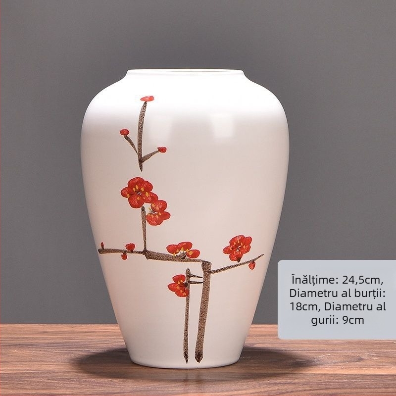 Vază ceramică cu margaretă, glazurată, pentru aranjamente cu flori uscate și decor de nuntă