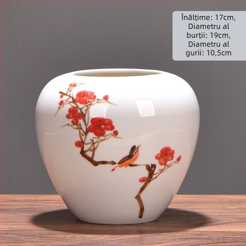 Vază ceramică cu margaretă, glazurată, pentru aranjamente cu flori uscate și decor de nuntă