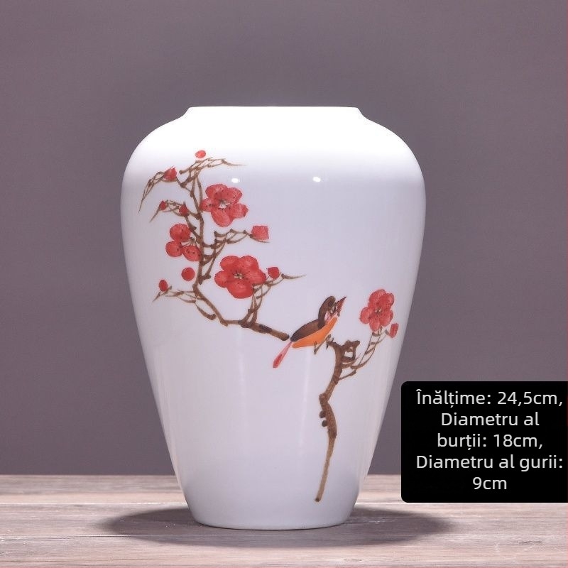 Vază ceramică cu margaretă, glazurată, pentru aranjamente cu flori uscate și decor de nuntă