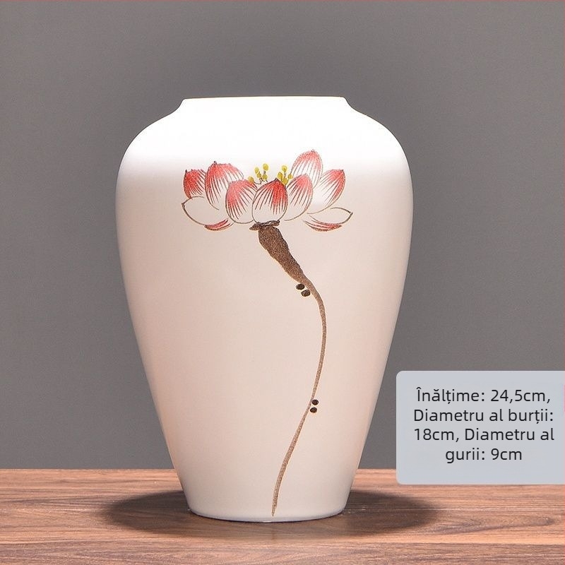 Vază ceramică cu margaretă, glazurată, pentru aranjamente cu flori uscate și decor de nuntă