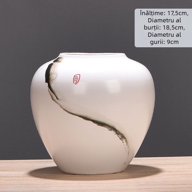 Vază ceramică cu margaretă, glazurată, pentru aranjamente cu flori uscate și decor de nuntă