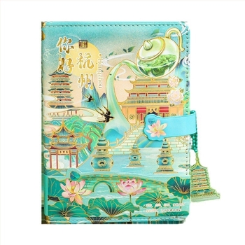 Set Jurnal City Notes – Temă Atracții Turistice, Bloc de Note din Hârtie, Bandă Puzzle, Stickere, Stilou de Semnătură, Cadou în Stil Modern Art