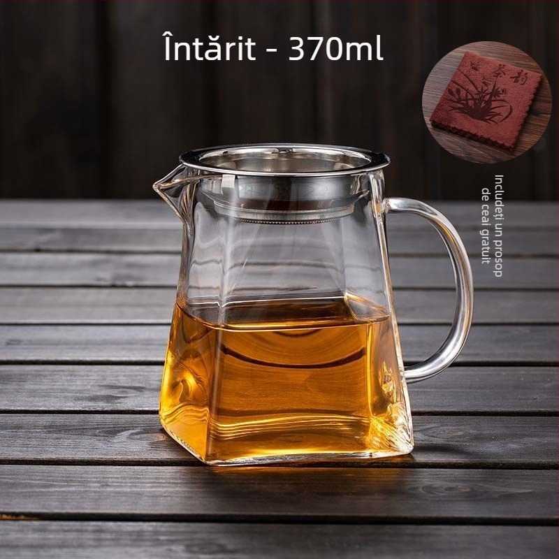 Set de ceai din sticlă rezistentă la temperatură, cu filtru pentru ceai încorporat și filtru de infuzie