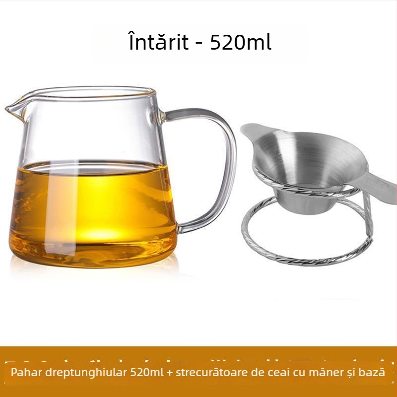 Set de ceai din sticlă rezistentă la temperatură, cu filtru pentru ceai încorporat și filtru de infuzie