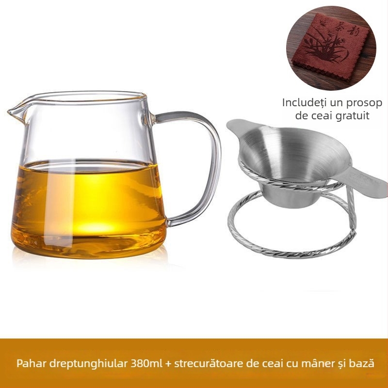 Set de ceai din sticlă rezistentă la temperatură, cu filtru pentru ceai încorporat și filtru de infuzie