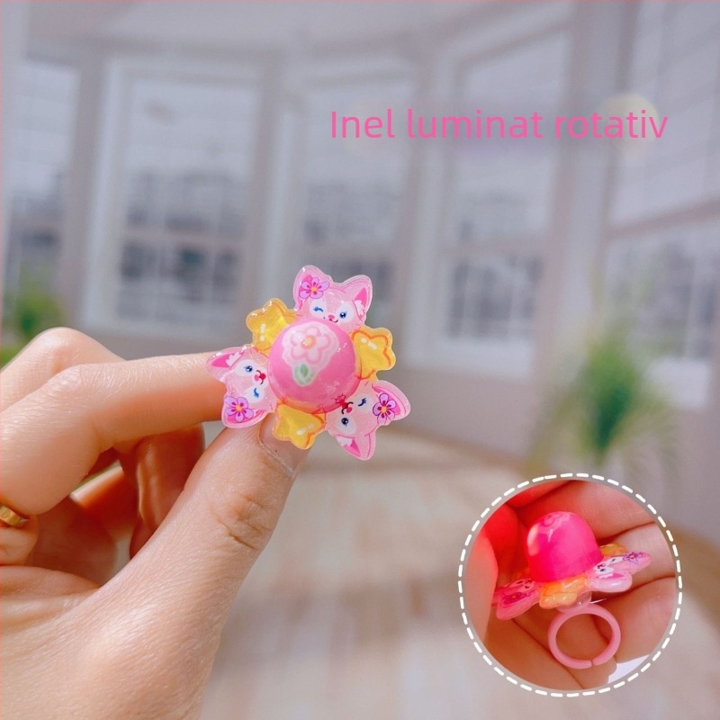 Inel rotativ pentru copii — plastic/rezin, stil desen animat, seria Prințesa Cartoon pentru fete, posibilitatea de logo