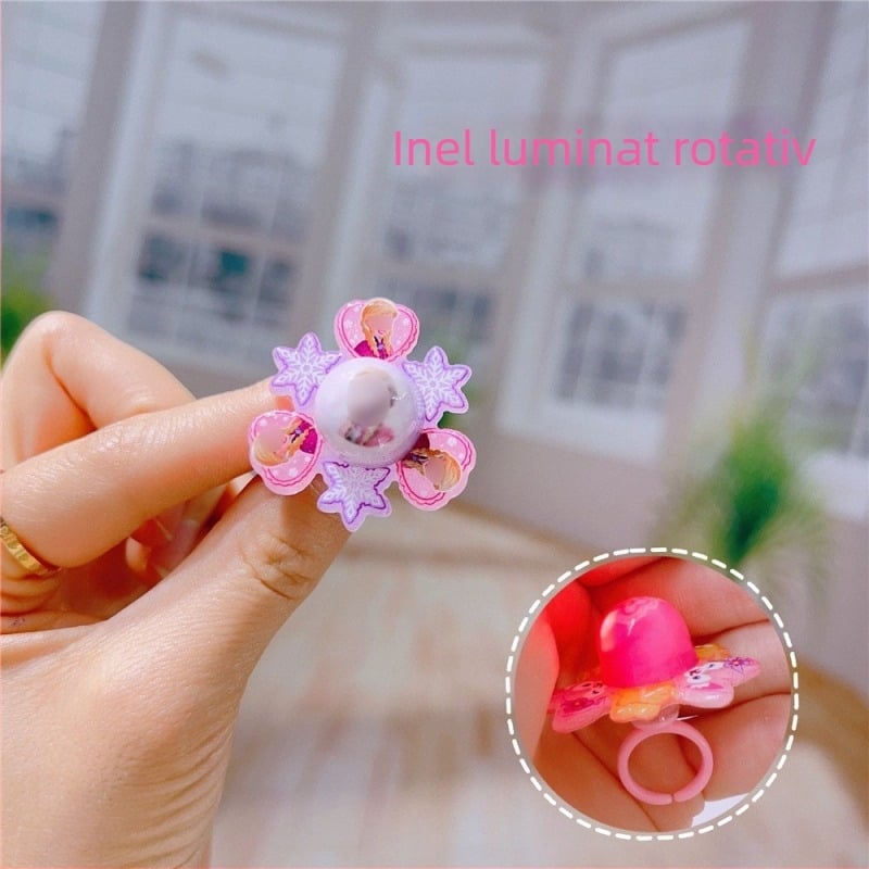 Inel rotativ pentru copii — plastic/rezin, stil desen animat, seria Prințesa Cartoon pentru fete, posibilitatea de logo