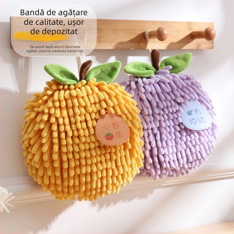 Prosop Chenille pentru mâini — prosop de bucătărie atârnat, absorbant, uscare rapidă (Material: coral fleece; Fir: Chenille; Greutate: 80–100 g; Personalizare: Da; Proces de fabricație: broderie, țesătură simplă)