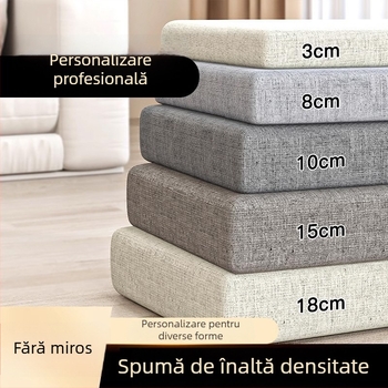 Perne de canapea cu husă din in, burete 60D densitate înaltă, personalizabilă, detașabilă și lavabilă, îngroșată și fermă, covoraș tatami pentru fereastra de colț
