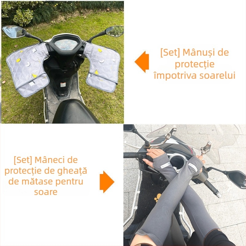 Mănuși mari pentru motocicletă electrică, protecție solară, capac de ghidon impermeabil și vântos pentru primăvară-toamnă — Brand Unique; Material: Alt; Importat: Nu; Utilizare: mănuși pentru bicicletă