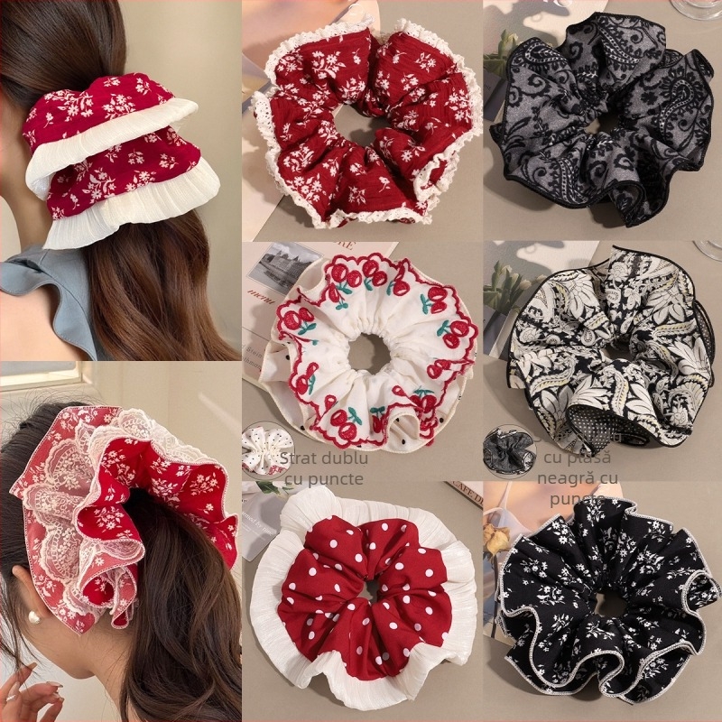 Accesorii pentru cap - stil coreean, floral, elastic de păr pentru coc, material: pânză, lucrat manual, Charfoo 25080102