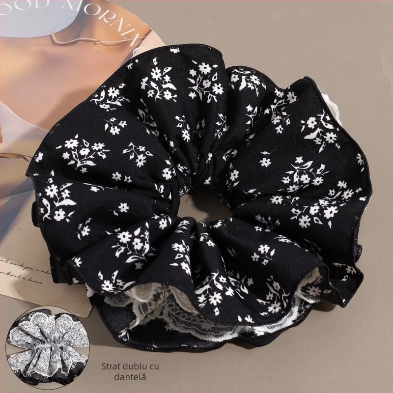 Accesorii pentru cap - stil coreean, floral, elastic de păr pentru coc, material: pânză, lucrat manual, Charfoo 25080102