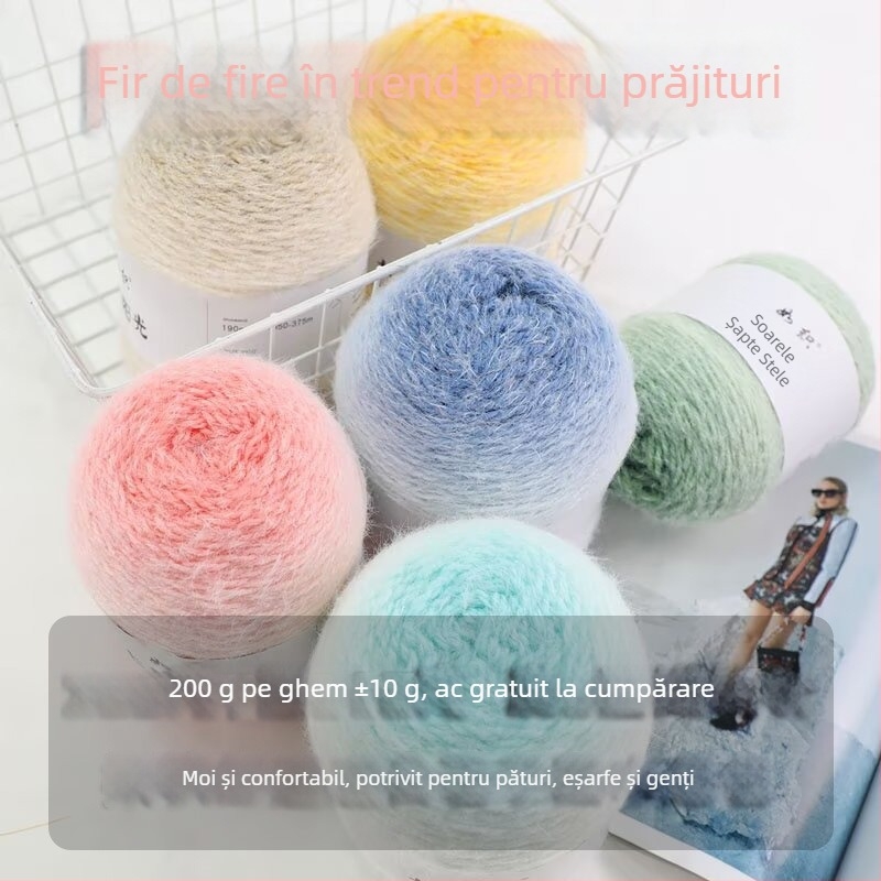 Fire de pătură cu design gradient, Semi-worsted, fire balon pentru tricotat manual, alias Cake line, brand Also Warm