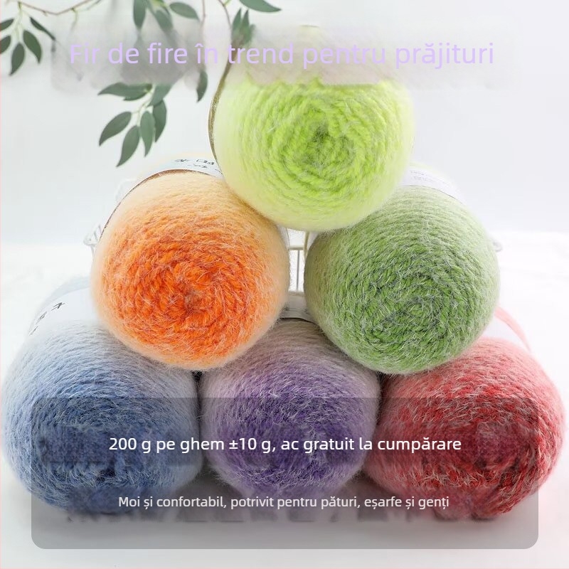Fire de pătură cu design gradient, Semi-worsted, fire balon pentru tricotat manual, alias Cake line, brand Also Warm