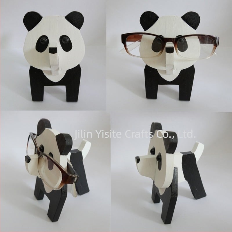 Ramă de ochelari din lemn de stejar cu animal desen animat, pictată manual, detașabilă, stil modern minimalist, personalizabilă