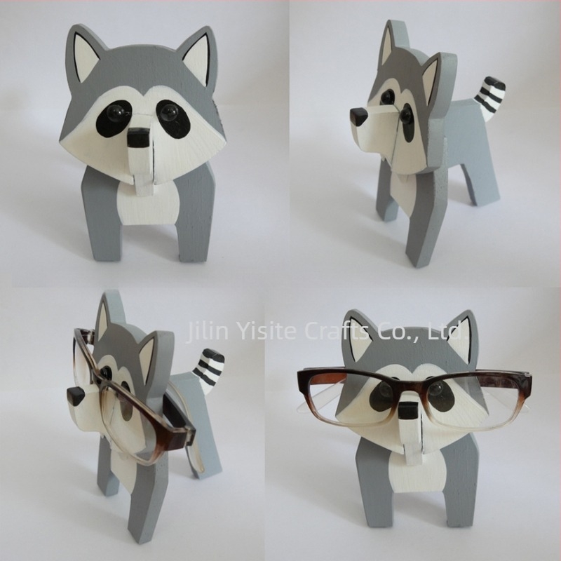 Ramă de ochelari din lemn de stejar cu animal desen animat, pictată manual, detașabilă, stil modern minimalist, personalizabilă