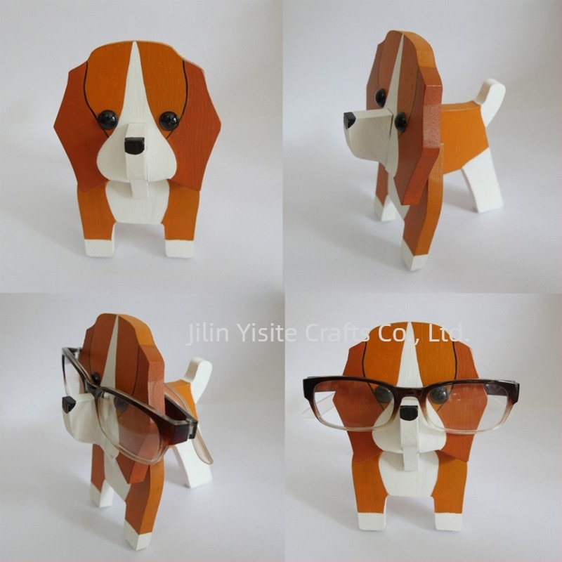 Ramă de ochelari din lemn de stejar cu animal desen animat, pictată manual, detașabilă, stil modern minimalist, personalizabilă