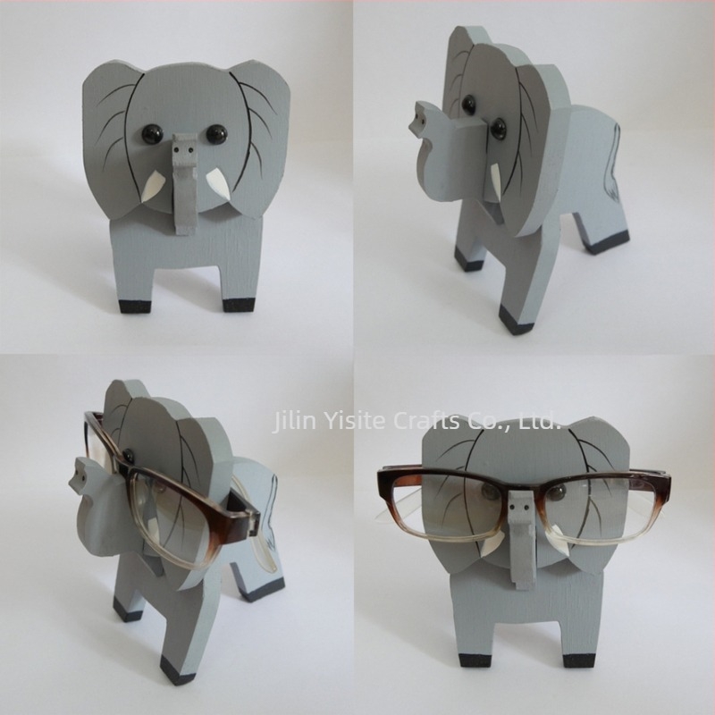 Ramă de ochelari din lemn de stejar cu animal desen animat, pictată manual, detașabilă, stil modern minimalist, personalizabilă