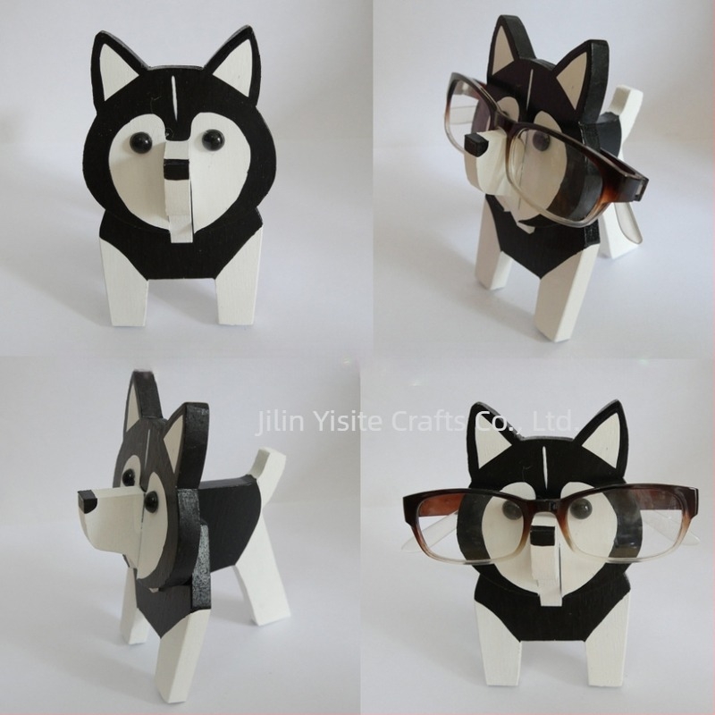 Ramă de ochelari din lemn de stejar cu animal desen animat, pictată manual, detașabilă, stil modern minimalist, personalizabilă