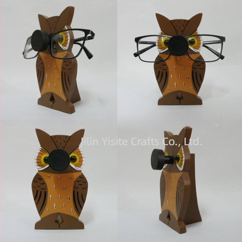 Ramă de ochelari din lemn de stejar cu animal desen animat, pictată manual, detașabilă, stil modern minimalist, personalizabilă