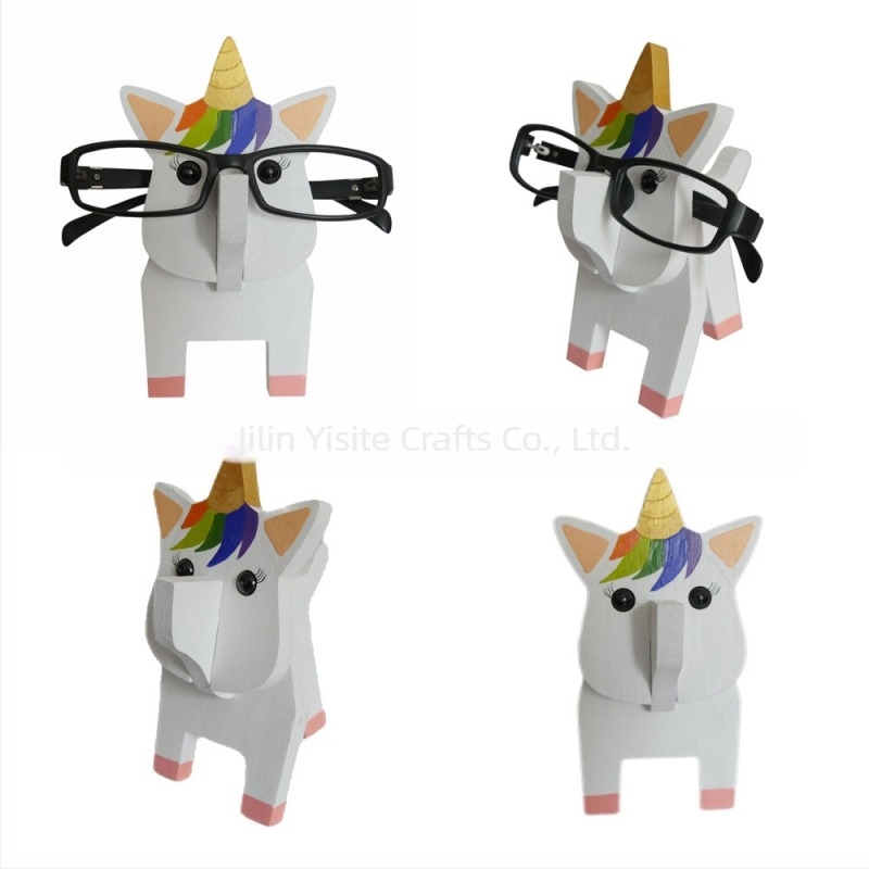 Ramă de ochelari din lemn de stejar cu animal desen animat, pictată manual, detașabilă, stil modern minimalist, personalizabilă