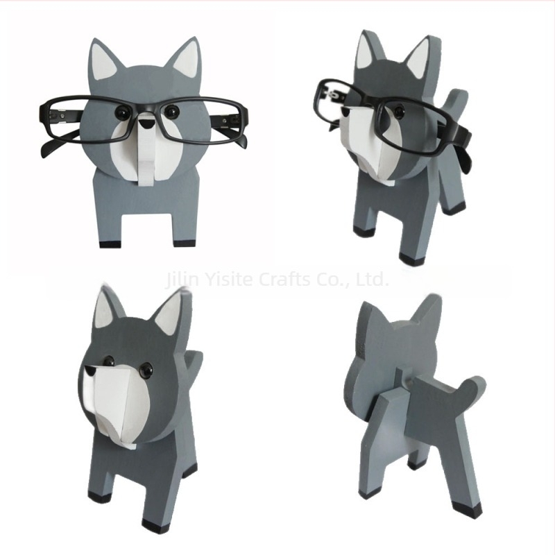 Ramă de ochelari din lemn de stejar cu animal desen animat, pictată manual, detașabilă, stil modern minimalist, personalizabilă