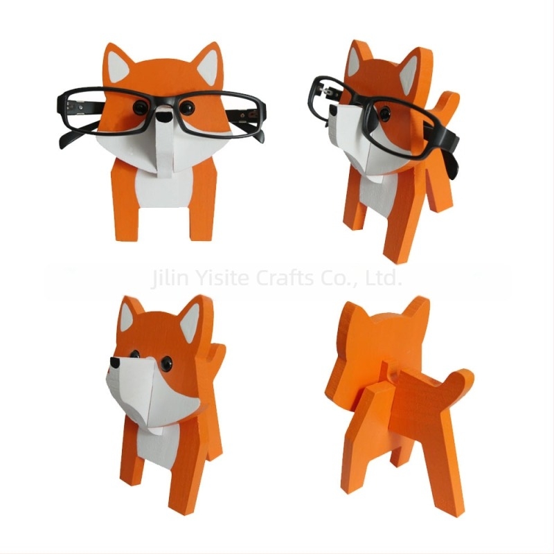 Ramă de ochelari din lemn de stejar cu animal desen animat, pictată manual, detașabilă, stil modern minimalist, personalizabilă