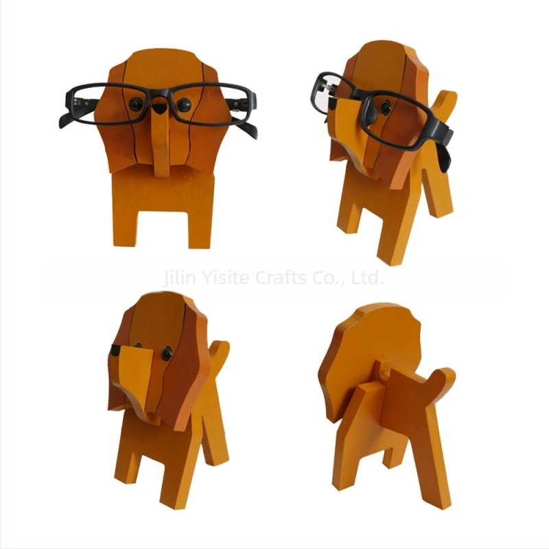 Ramă de ochelari din lemn de stejar cu animal desen animat, pictată manual, detașabilă, stil modern minimalist, personalizabilă