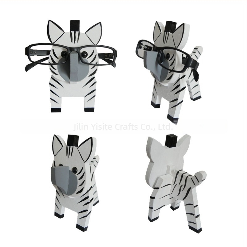 Ramă de ochelari din lemn de stejar cu animal desen animat, pictată manual, detașabilă, stil modern minimalist, personalizabilă