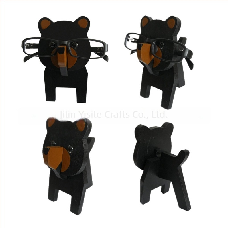 Ramă de ochelari din lemn de stejar cu animal desen animat, pictată manual, detașabilă, stil modern minimalist, personalizabilă