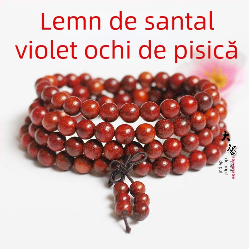 Brățară mala budistă cu 108 mărgele din abanos și lemn de trandafir, 6 mm sau 8 mm