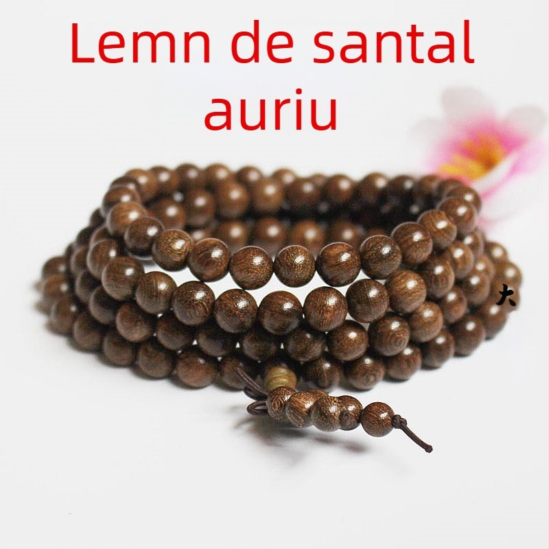 Brățară mala budistă cu 108 mărgele din abanos și lemn de trandafir, 6 mm sau 8 mm