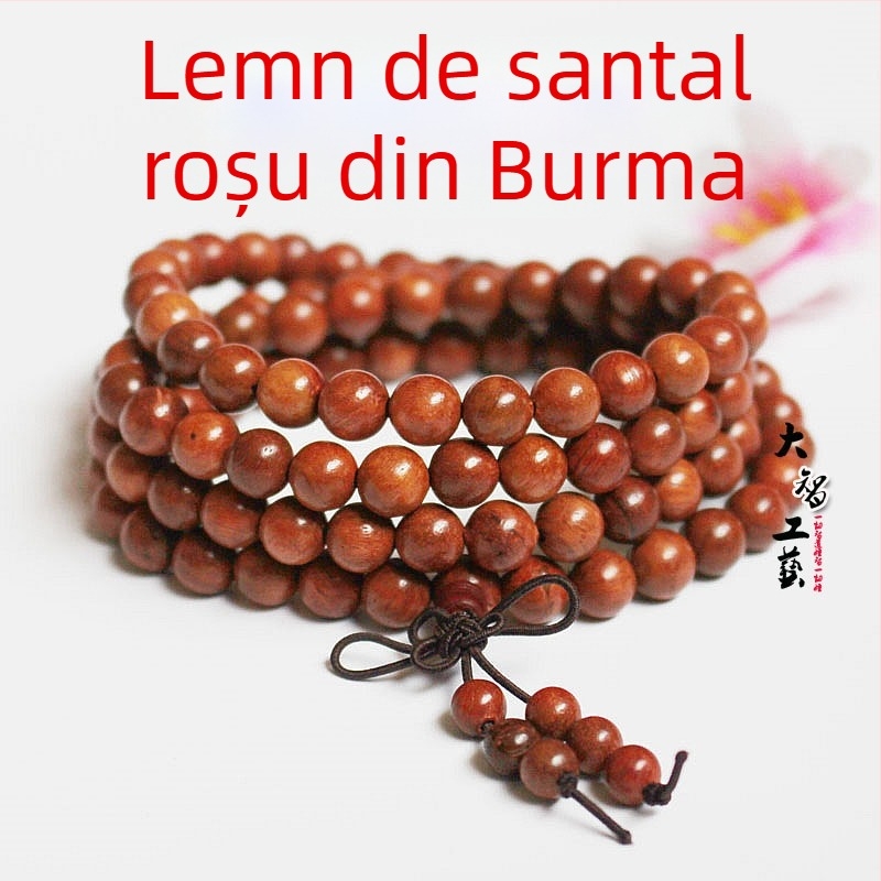 Brățară mala budistă cu 108 mărgele din abanos și lemn de trandafir, 6 mm sau 8 mm
