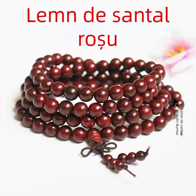 Brățară mala budistă cu 108 mărgele din abanos și lemn de trandafir, 6 mm sau 8 mm
