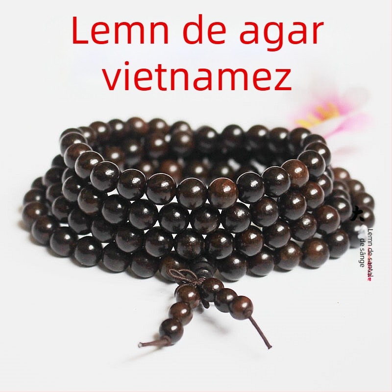 Brățară mala budistă cu 108 mărgele din abanos și lemn de trandafir, 6 mm sau 8 mm