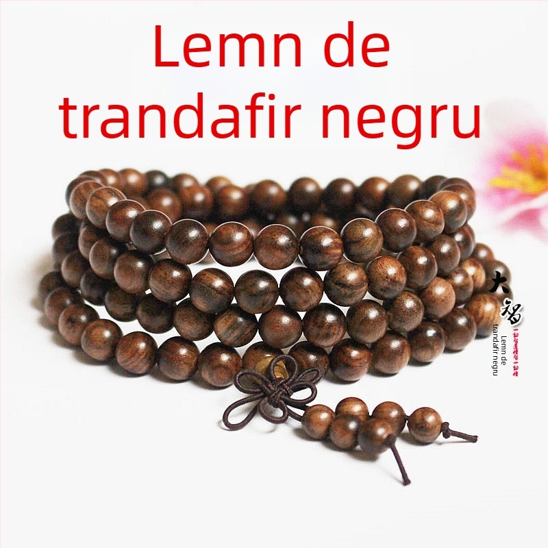 Brățară mala budistă cu 108 mărgele din abanos și lemn de trandafir, 6 mm sau 8 mm