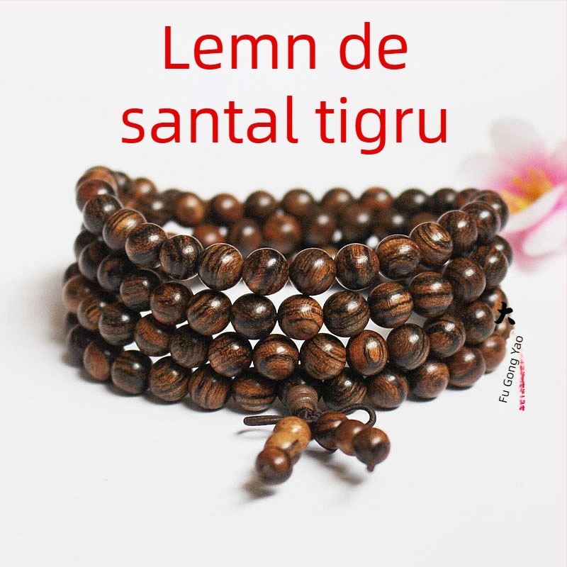 Brățară mala budistă cu 108 mărgele din abanos și lemn de trandafir, 6 mm sau 8 mm
